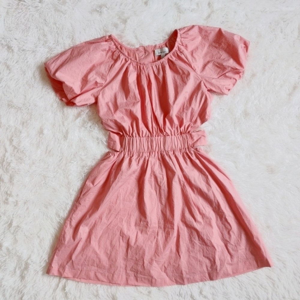 Adelyn Rae || Puff Sleeve Cut Out with Tie & Button Back, Size M, Pink